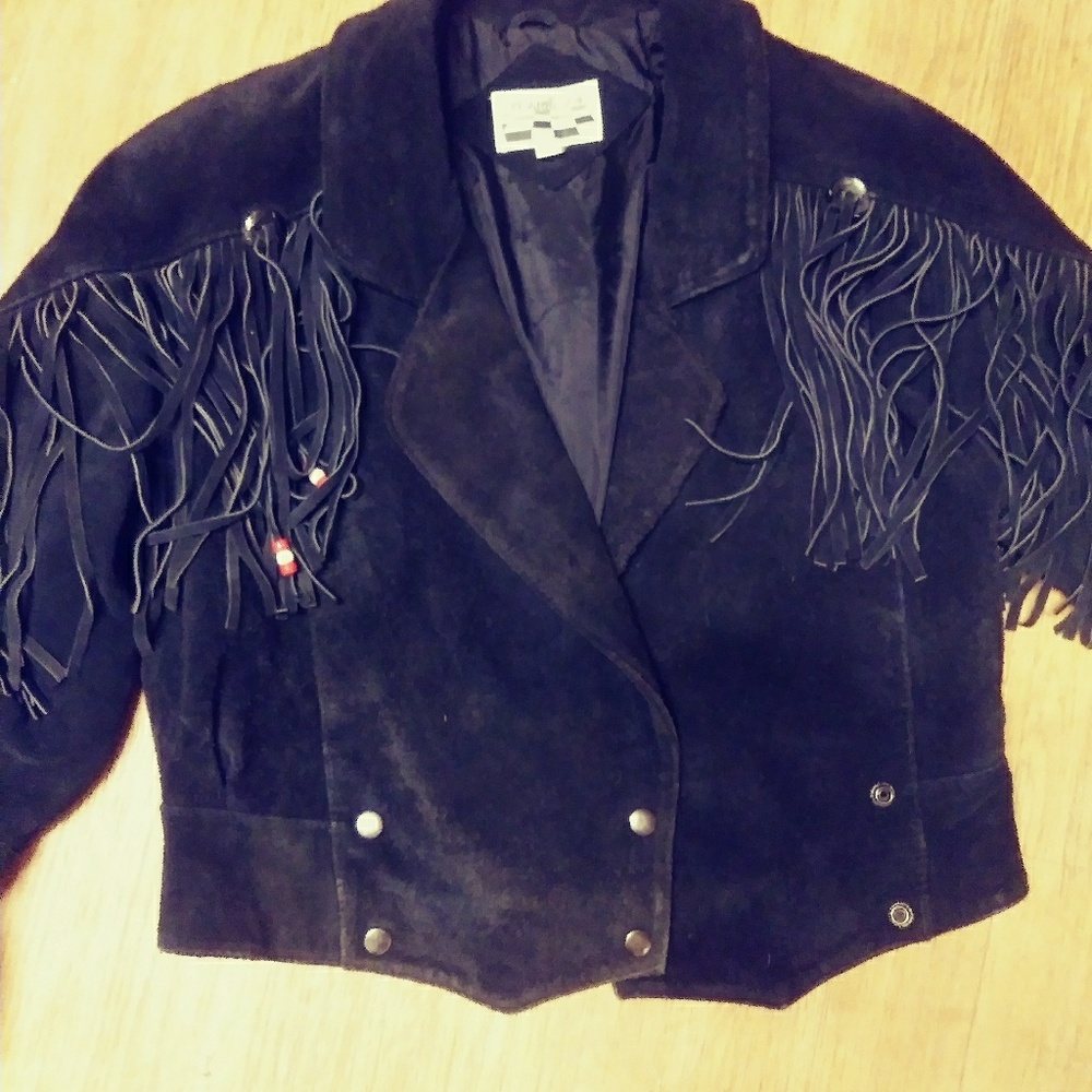 Vintage suede fringed coat